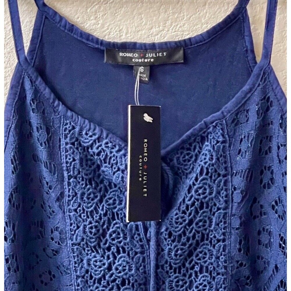 Romeo + Juliet Couture Women’s Navy Blue Lace Fit And Flare Summer Top Small NWT - Picture 4 of 13